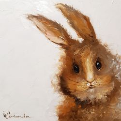 Hare original oil painting on canvas Symbol of the year hare