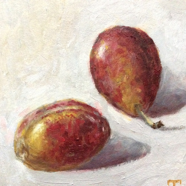 "Plums" oil small painting fruit stilllife original wall art picture artwork
