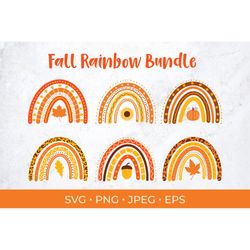 fall rainbow svg bundle. cute autumn clipart