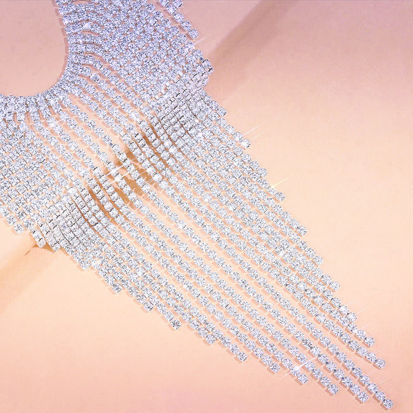 bridal necklace rhinestones statement long crystals.jpg