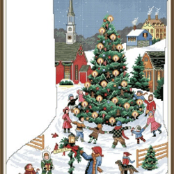 PDF Cross Stitch Pattern - Christmas Stocking - Counted Sampler Vintage Scheme Cross Stitch - Digital Download - 510