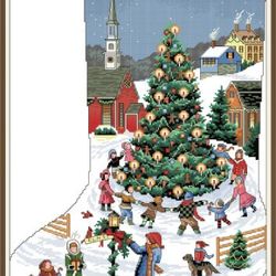 pdf cross stitch pattern - christmas stocking - counted sampler vintage scheme cross stitch - digital download - 510