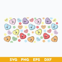 Candy Heart Valentine Full Wrap SVG, Bad Bunny Valentine SVG, Valentine Day SVG