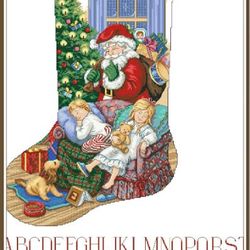 PDF Cross Stitch Pattern - Christmas Stocking - Counted Sampler Vintage Scheme Cross Stitch - Digital Download - 508