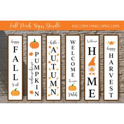 Fall Porch Sign SVG Bundle. Autumn vertical signs. Welcome signs