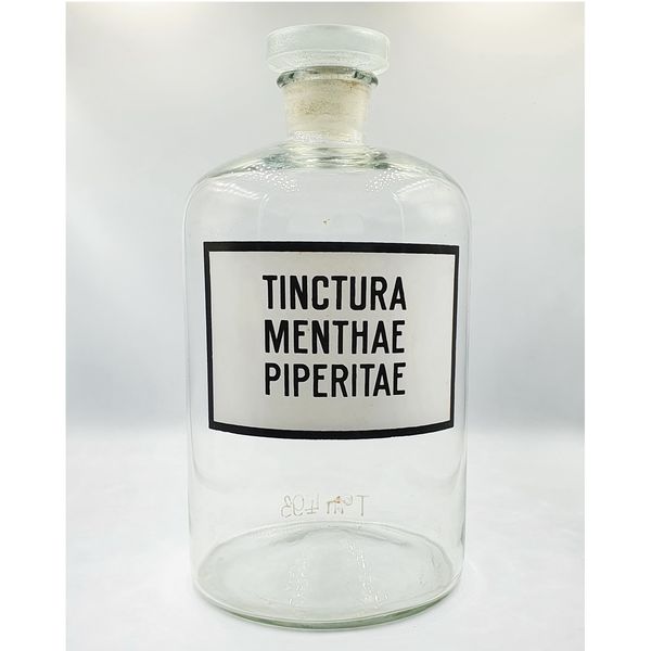 2 Vintage pharmacy glass bottle TINCTURA MENTHAE PIPERITAE chemical glass.jpg