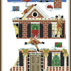 PDF Cross Stitch Pattern - Christmas Stocking - Counted Sampler Vintage Scheme Cross Stitch - Digital Download - 505