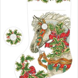 pdf cross stitch pattern - christmas stocking - counted sampler vintage scheme cross stitch - digital download - 502