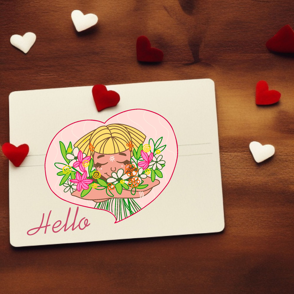 Postcard-girl-flowers-heart-sticker
