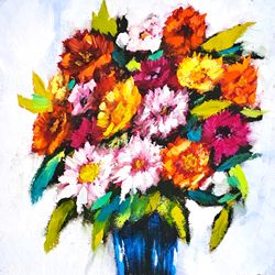 Gerbera Painting Daisies Original Art Floral Oil Painting Flowers Wall Art
