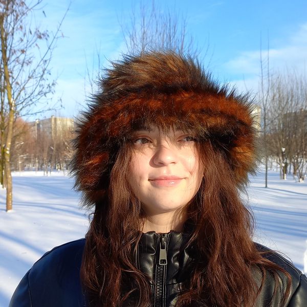 Ginger faux fur bucket hat. Winter fur hat.