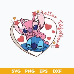 stitch and angel valentine svg, disney valentine svg, disney couple svg