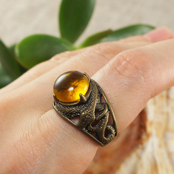 bronze-snake-adjustable-ring-large-statement-ring-jewelry