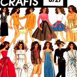 Digital Vintage Patterns Mc Calls 8727 for Barbie Doll and Fashion Dolls 11 1\2 inches