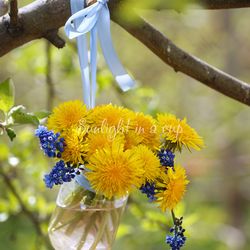Dandelions photo, colorful digital picture, printable flowers photography