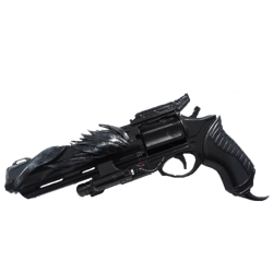Hawkmoon on Ashen Wings hand cannon Destiny 2 with moving trigger, hammer and ammo.