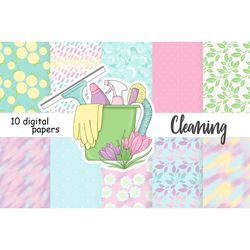 spring cleaning digital Seamless papers, Cleaning  digital pattern, Laundry digital paper, Digital Scrapbooking, Instant