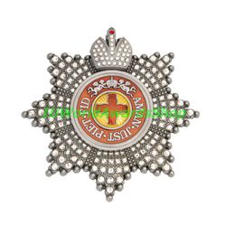 Star of the Order of St. Anne with rhinestones with a crown. Russian empire. Copy