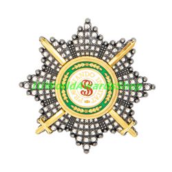 Star of the Order of St. Stanislaus with rhinestones with swords. Russian empire. Copy