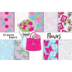 Spring Flowers Digital Papers | Summer Planner Graphics Pack