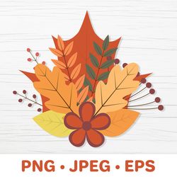 autumn bunch of colorful leaves. fall sublimation design