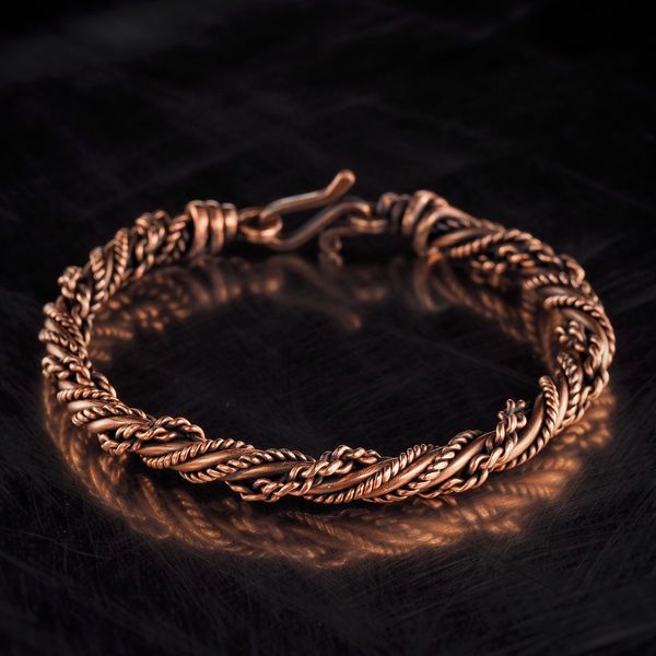 pure copper wire wrapped bracelet bangle handmade jewelry weavig gewellery antique style (3).jpeg