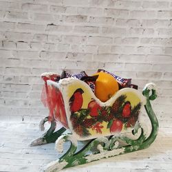 christmas sleigh for gifts /santa's sleigh/winter sleigh/wooden sleigh/decorated sleigh/christmas/sleigh for sweets/chri