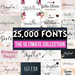25,000 Best Font Collection Bundle, Biggest Font Pack, Mixed Premium and Free Font