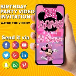 Minnie Mouse Invitation, Minnie Mouse Video Invitation, Minnie Mouse Invite, Minnie Mouse Birthday