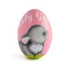 cute bunny painted on a wooden pink egg