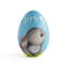 Wooden blue egg with a painted bunny and a personal name