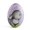 purple painted personalized wooden egg with a cute bunny