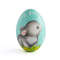 light turquoise wooden egg with a cute bunny and a personalized inscription