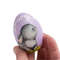 light purple wooden egg with a cute bunny and a personalized inscription