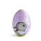 A cute bunny painted on a purple egg with a butterfly on its nose