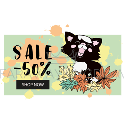 cat sale banner business animal pet vector illustration set