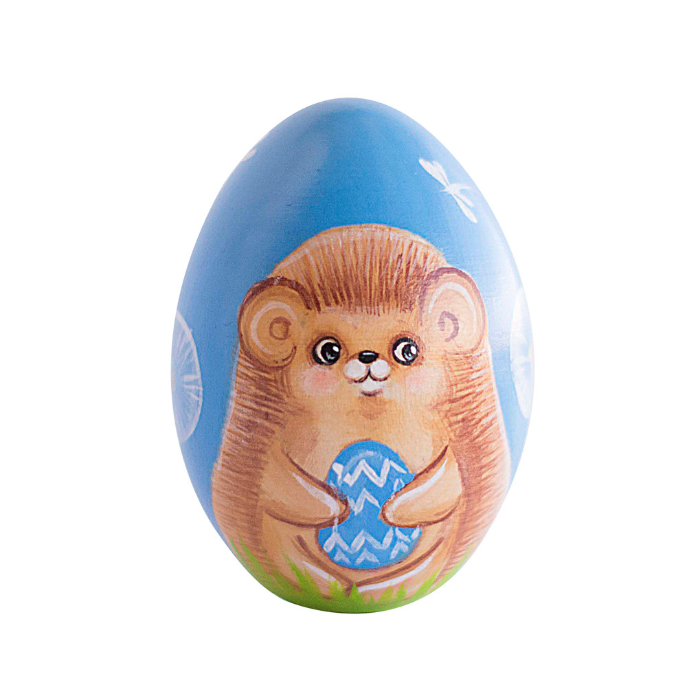 hedgehog with bright blue easter egg