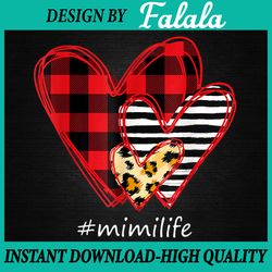 three hearts leopard buffalo plaid png, mimi life valentine png valentine's day png, digital download