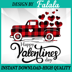 happy valentines day red plaid truck png, valentines truck png, png valentine's day png, digital download