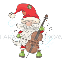 cello santa merry christmas musician vector illustration set