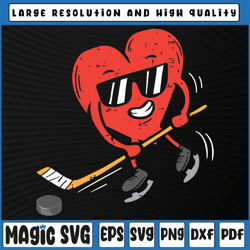 Heart Playing Ice Hockey Svg, Valentines Day Love Sports svg, Valentine's Day, Digital Download