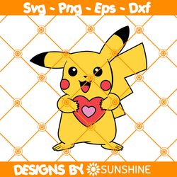 Pikachu Valentine Heart SVG, Pikachu Heart SVG, Holding Heart SVG, Love Pikachu Svg, File For Cricut