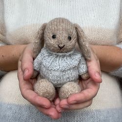 Handmade bunny toy, Hand knitted plush bunny
