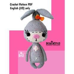 Toy Bunny Crochet Pattern, Amigurumi bunny pattern PDF, rabbit crochet pattern, crochet tutorial with photos