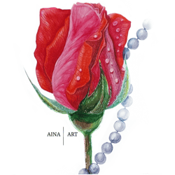 watercolor botanical painting rose, a4 format on paper, reproduction (print). original handmade. a great decoration f