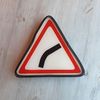 gentle curve ahead russian traffic sign vintage