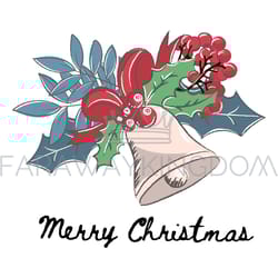 cheerful bell merry christmas cartoon vector illustration set