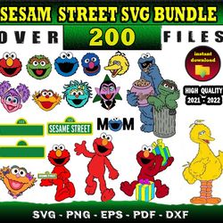 200 Sesam Street Mega Svg Bundle svg, png, dxf, eps files for print and cricut