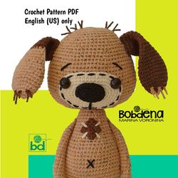Dog crochet pattern, crochet spuppy, amigurumi dog puppy pattern, crochet pattern, Dog Jack amigurumi pattern PDF