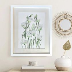 Watercolor botanical painting eustoma, A3 format on paper, reproduction (print). Original handmade. A great decoration f